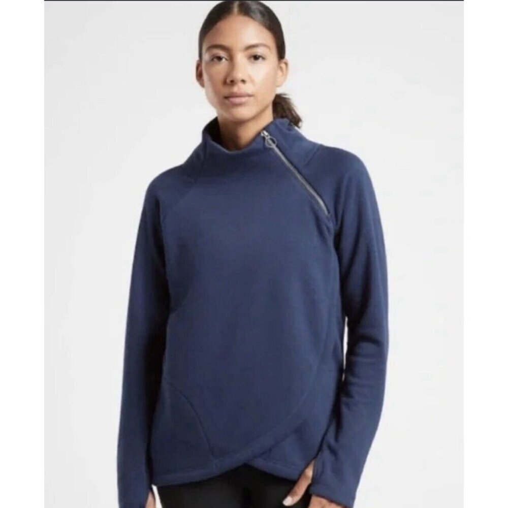 Athleta Sweatshirt Size S Women’s Cozy Karma Asymmetrical Pullover Black